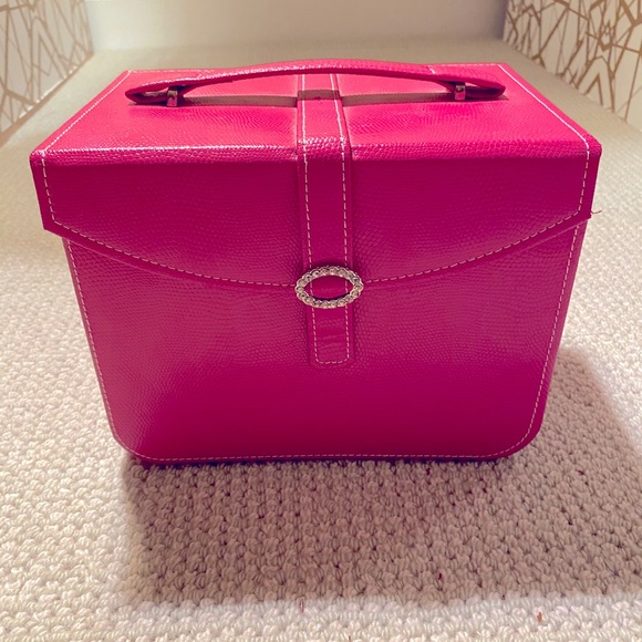 Hot pink faux snakeskin jewelry trunk